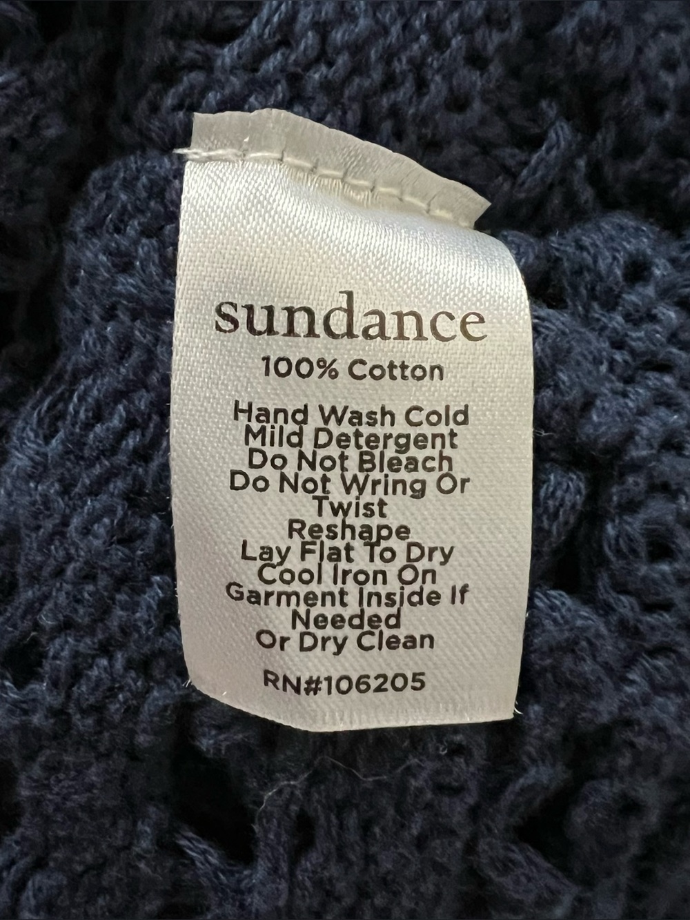 Sundance Crochet Open Knit Polo Top Navy Blue Relaxed Slouchy Sheer Medium - Picture 13 of 15